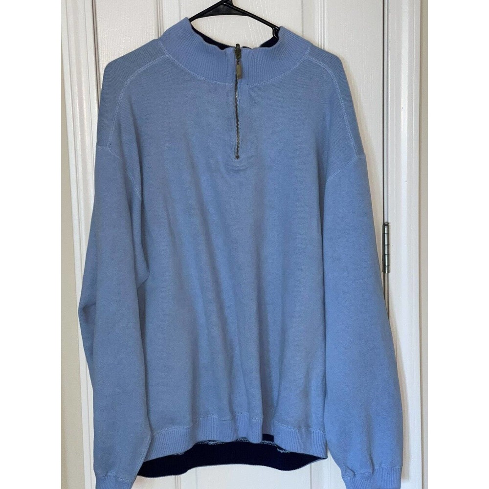 Men’s‎ Carribean Joe of Island Supply Co. Blue Pullover 1/4 Zip Sweater Size XXL